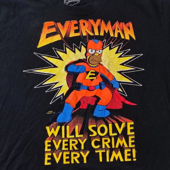 The Simpsons Homer Superhero T-shirt men's size L black with graphic design - Picture 2 of 7